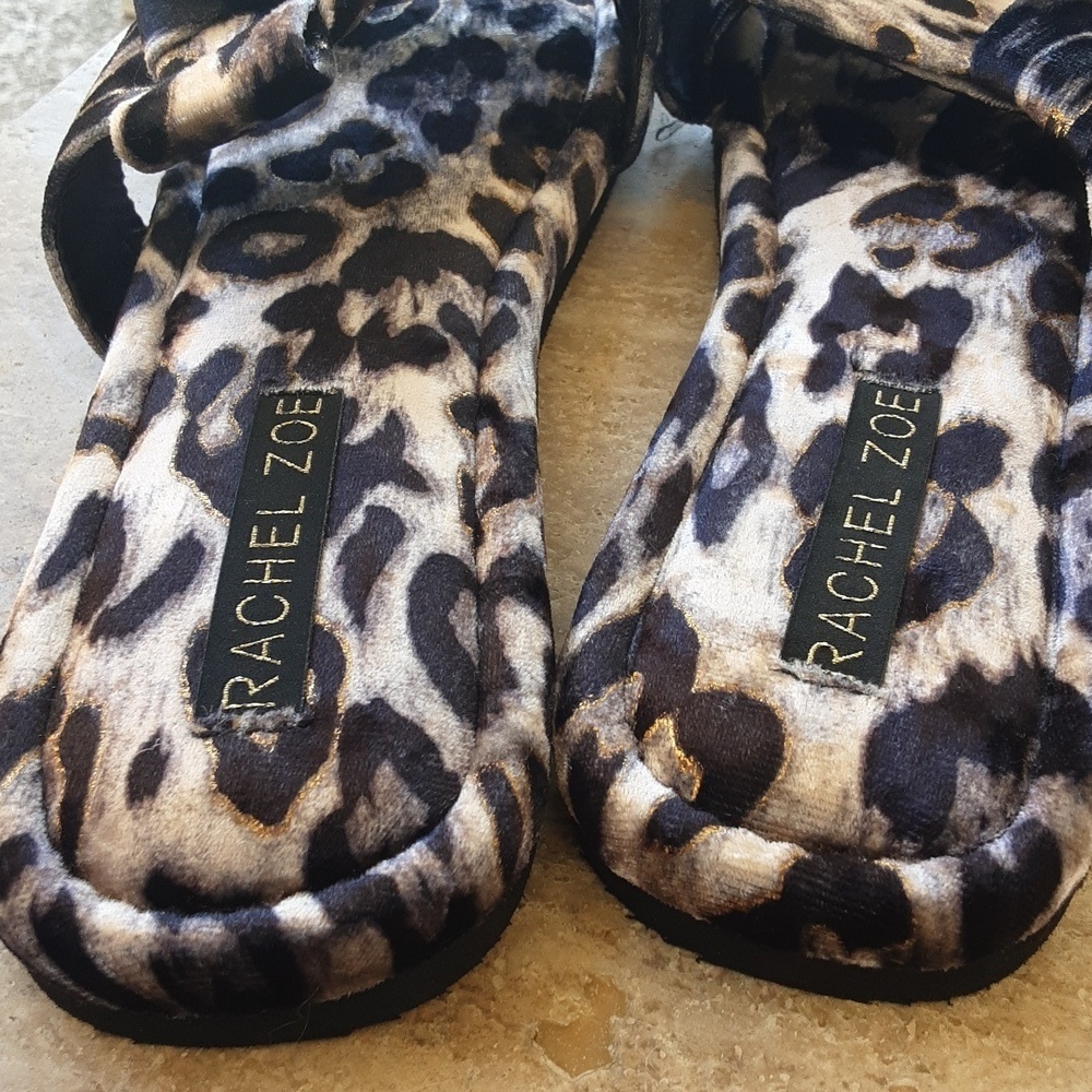 Rachel Zoe animal print velvet slippers size 9 - Picture 4 of 9